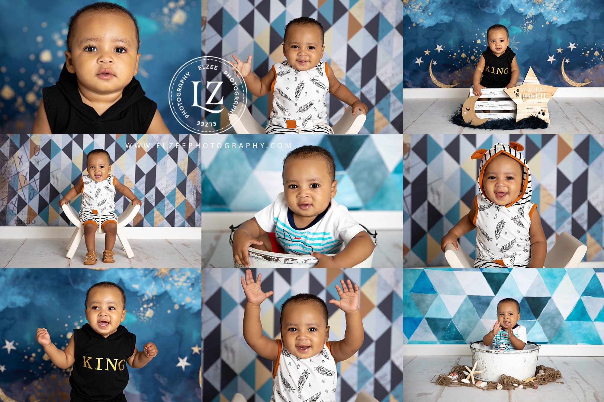 Baby boys first birthday portrait session